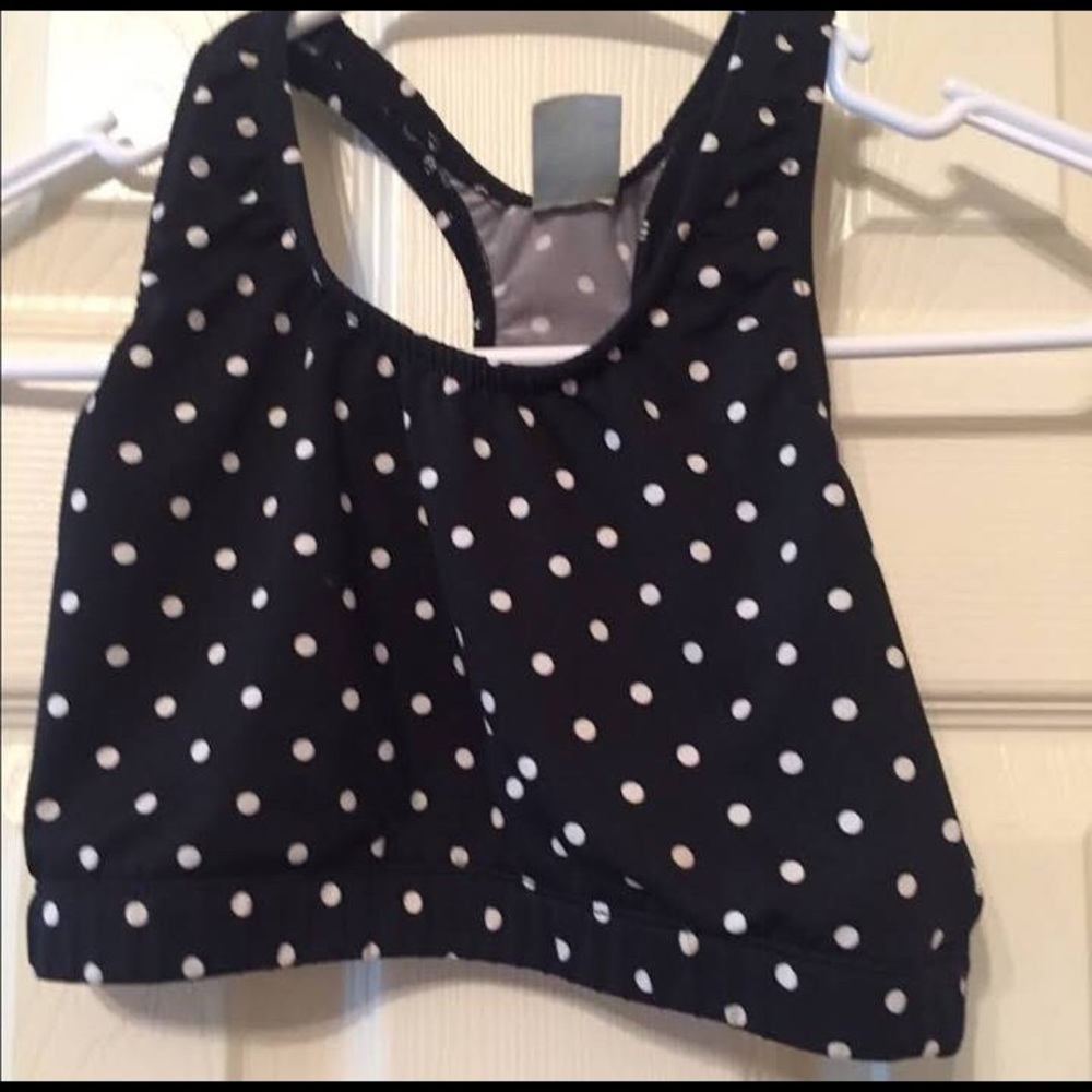 Varsity Black & White Polka Dot Sports Bra